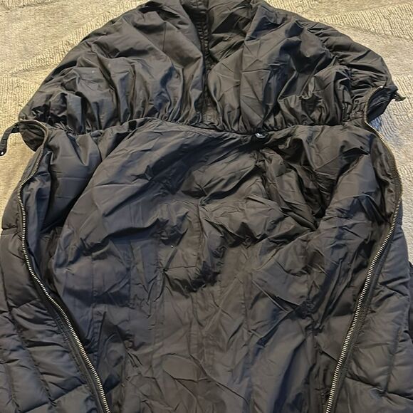Add Down sz 6 long black Icon 10 hooded zip front coat great preowned condition - Picture 8 of 11